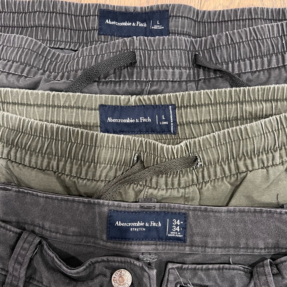 Authentic used Albercrombie Pants 
For Sale 3 pairs 
Size L and 34/34
